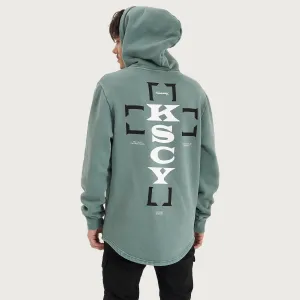 Unstated Heavy Hooded Dual Curved Sweater Pigment Trellis