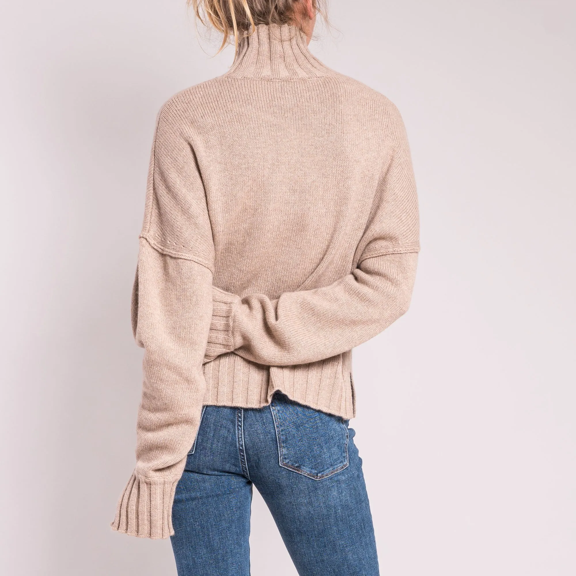VAN KUKIL Reese High Neck Jumper in Sand Storm