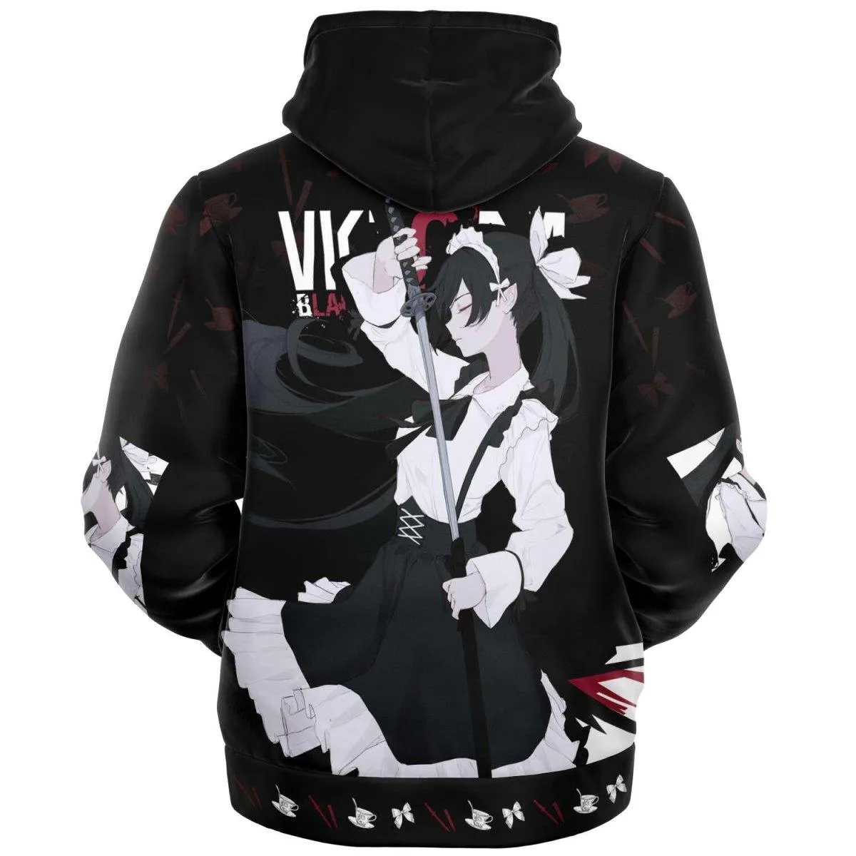 Victoria Blanche Deadly anime girl maid AOP Sherpa Jacket Hoodie