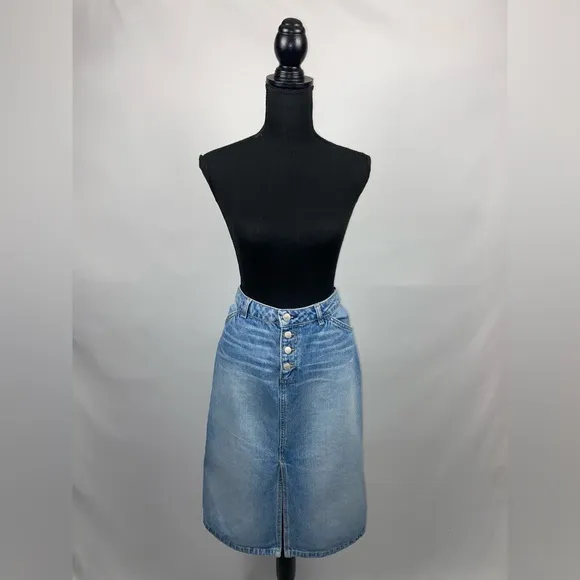 Vintage Denim Skirt Tommy Hilfiger Jeans Size 8 100% Cotton Front Split Pockets