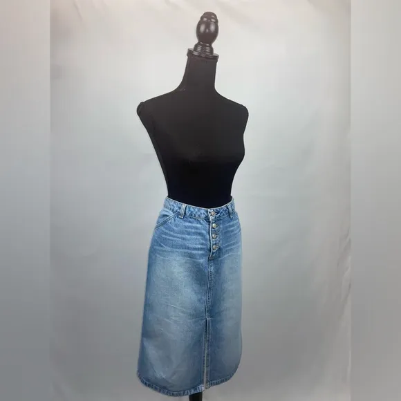 Vintage Denim Skirt Tommy Hilfiger Jeans Size 8 100% Cotton Front Split Pockets