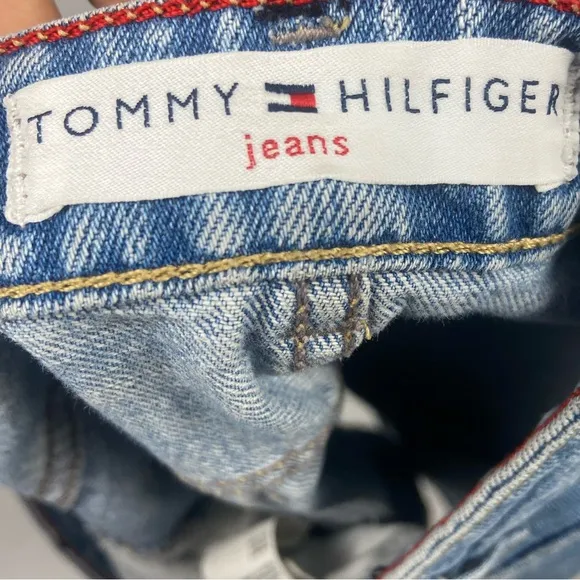 Vintage Denim Skirt Tommy Hilfiger Jeans Size 8 100% Cotton Front Split Pockets