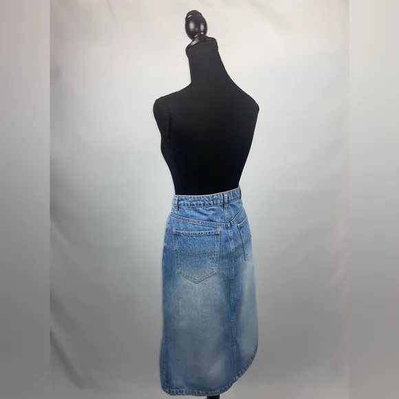 Vintage Denim Skirt Tommy Hilfiger Jeans Size 8 100% Cotton Front Split Pockets