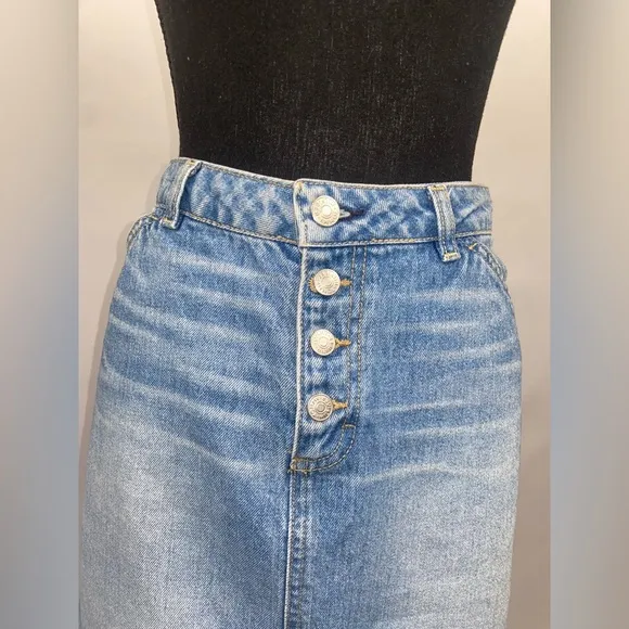Vintage Denim Skirt Tommy Hilfiger Jeans Size 8 100% Cotton Front Split Pockets