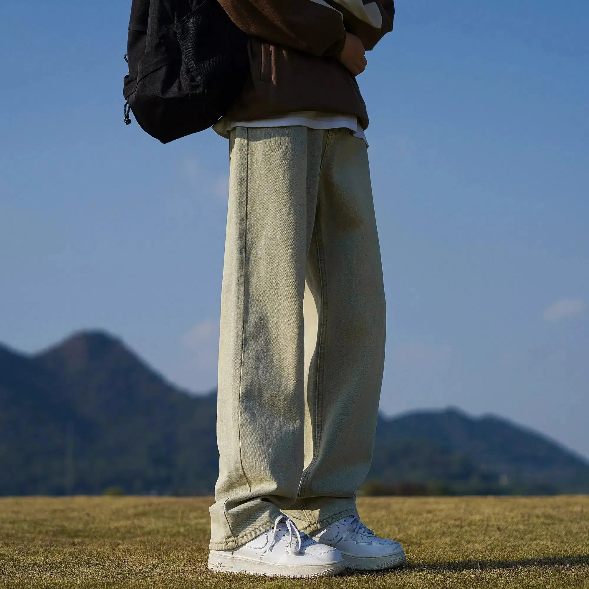 Washed Straight Pants