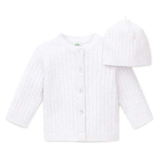 White Cable Sweater with Hat