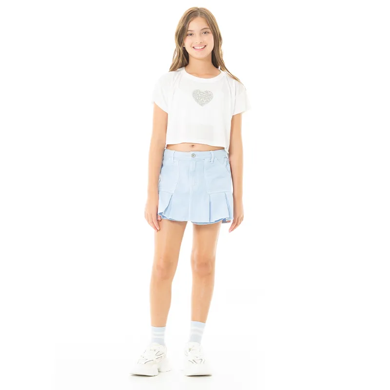 WHITE VELVET T-SHIRT FOR GIRLS