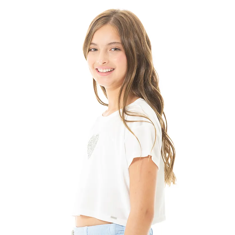 WHITE VELVET T-SHIRT FOR GIRLS