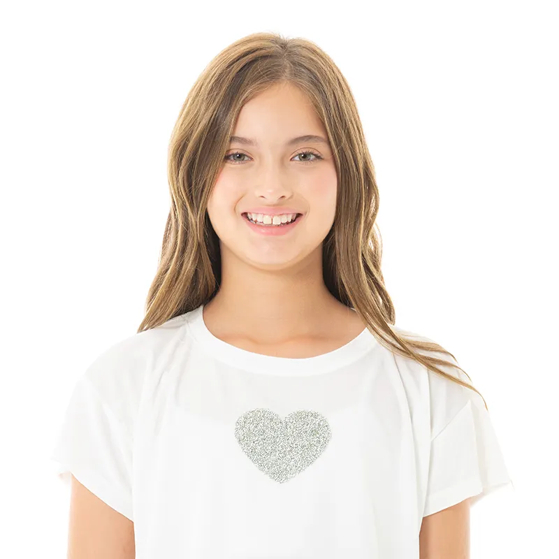 WHITE VELVET T-SHIRT FOR GIRLS