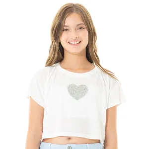 WHITE VELVET T-SHIRT FOR GIRLS