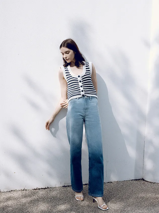 Wide Horizontal Gradient Jeans