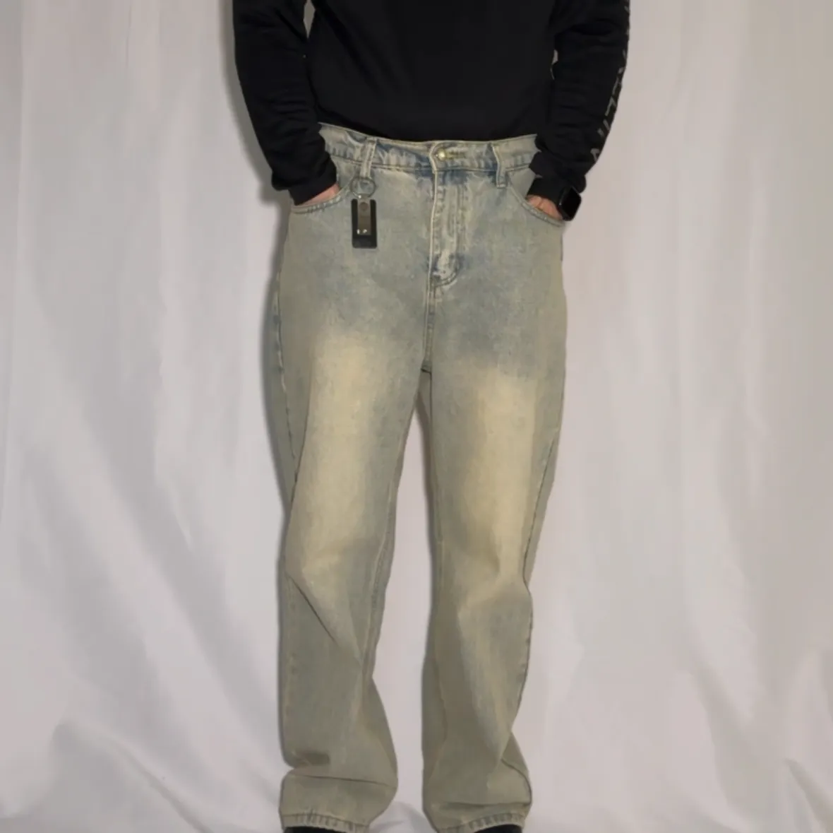 Wide-Leg Washed Detroit Jeans