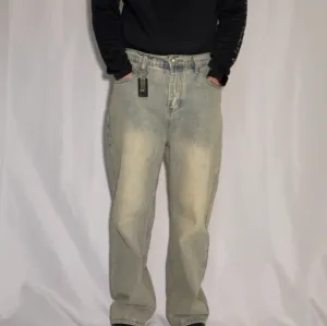 Wide-Leg Washed Detroit Jeans