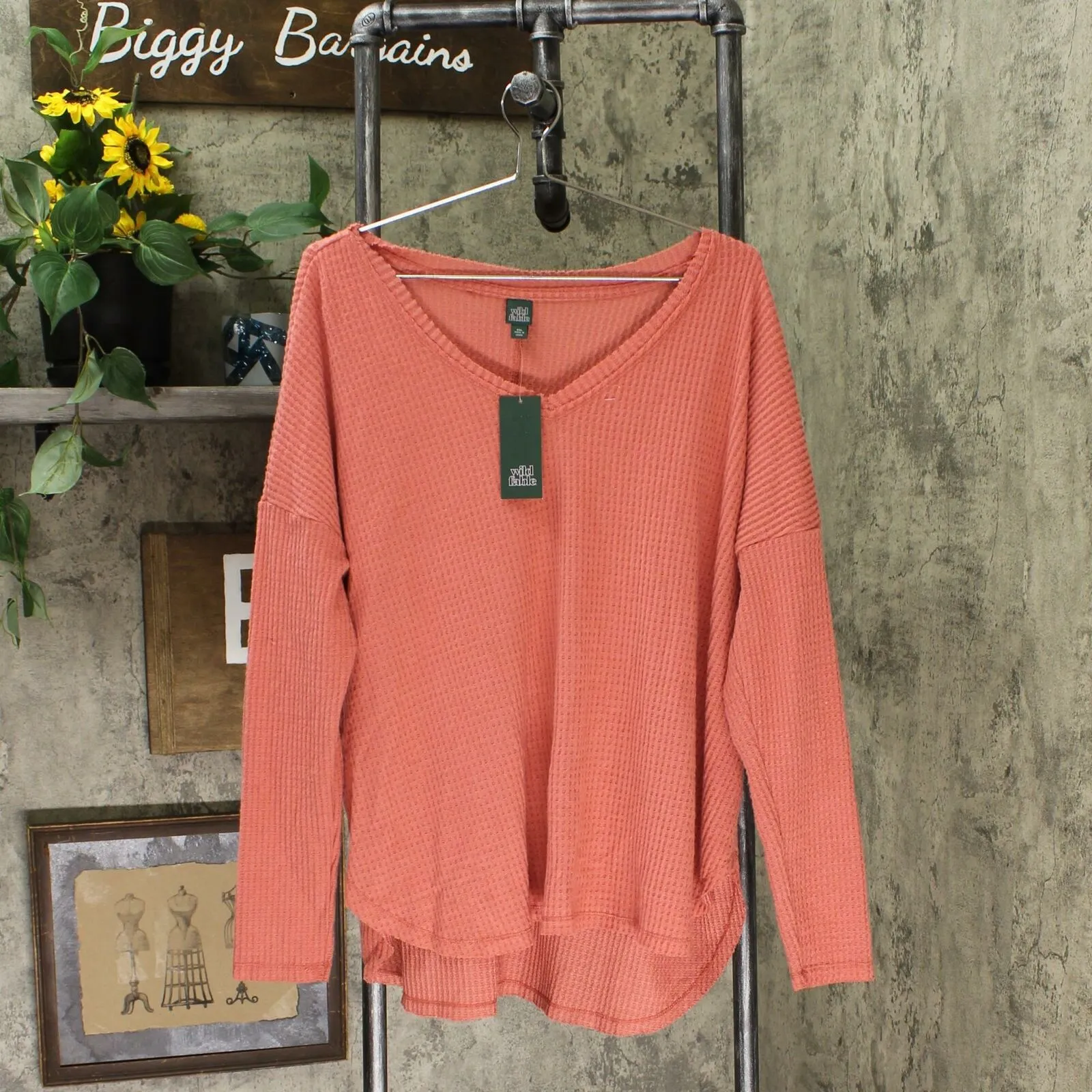 Wild Fable Women's Long Sleeve V-Neck Cozy T-Shirt