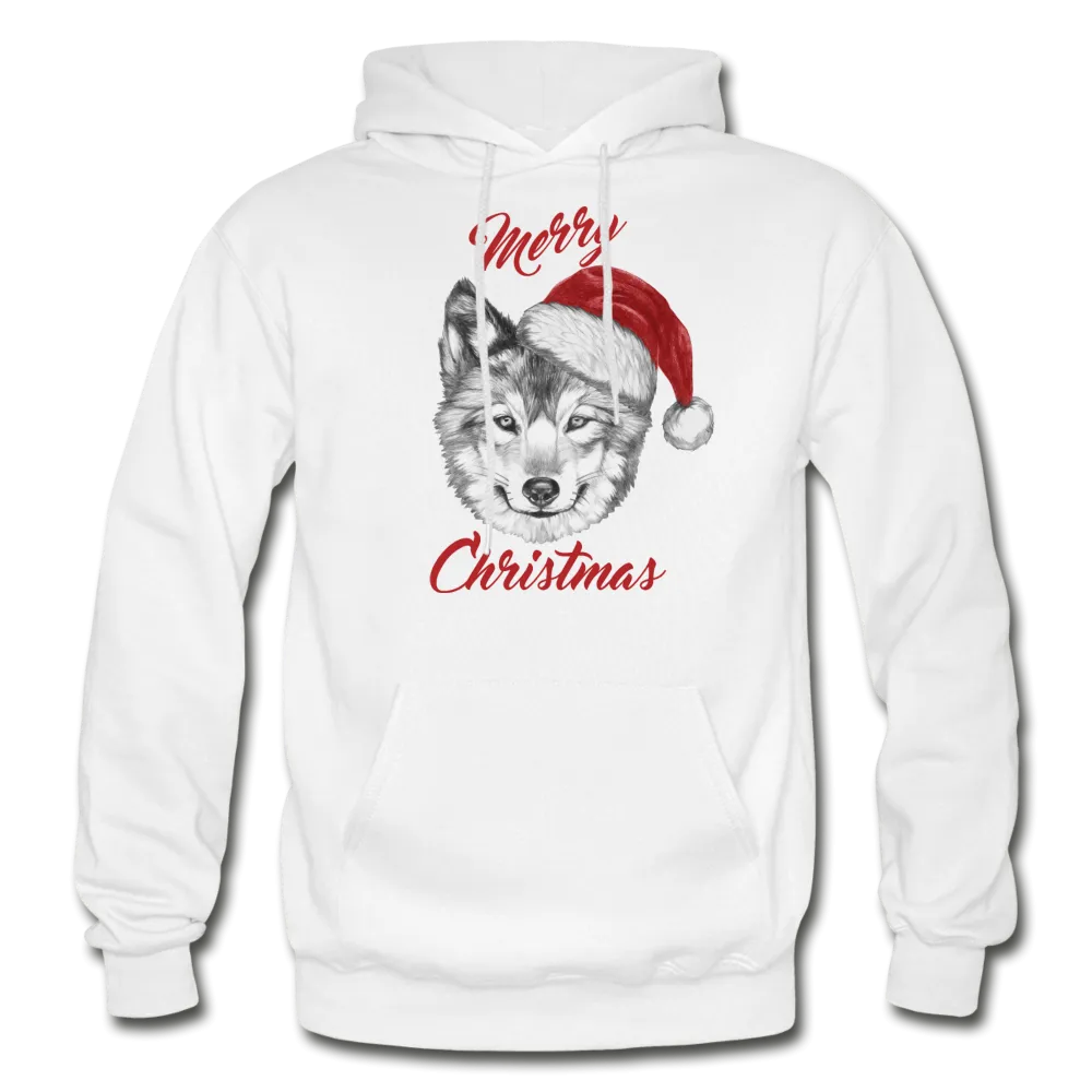 Wolf Merry Christmas Gildan Heavy Blend Adult Hoodie