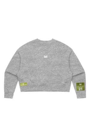 WOLFPACK UNLTD WOMEN'S "THE BIG COZY"  EMBROIDERED OVERSIZED CREWNECK | ATHLETIC GRAY
