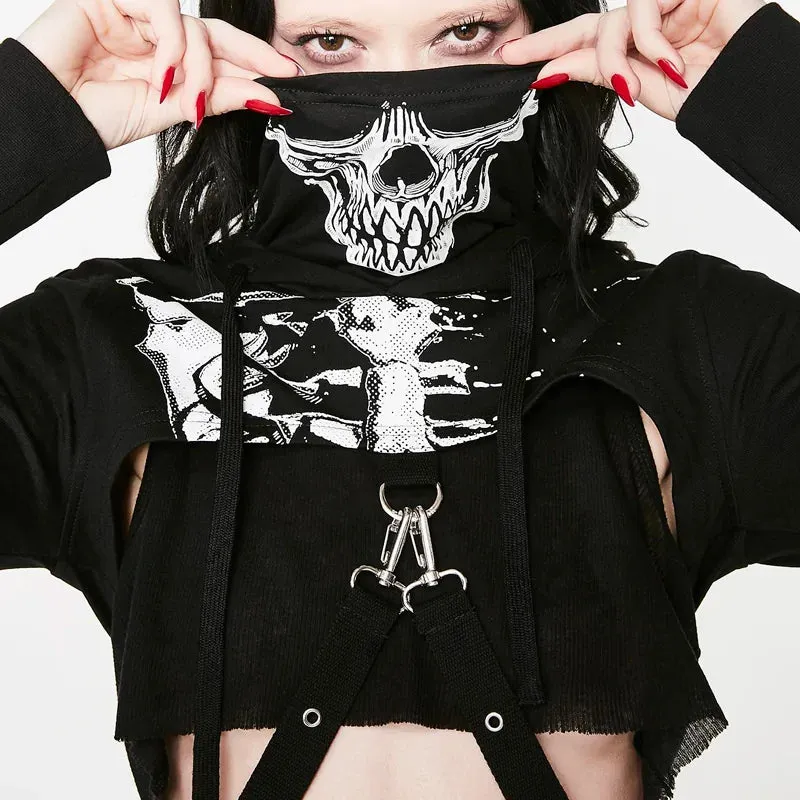 Women Black Skeleton Print