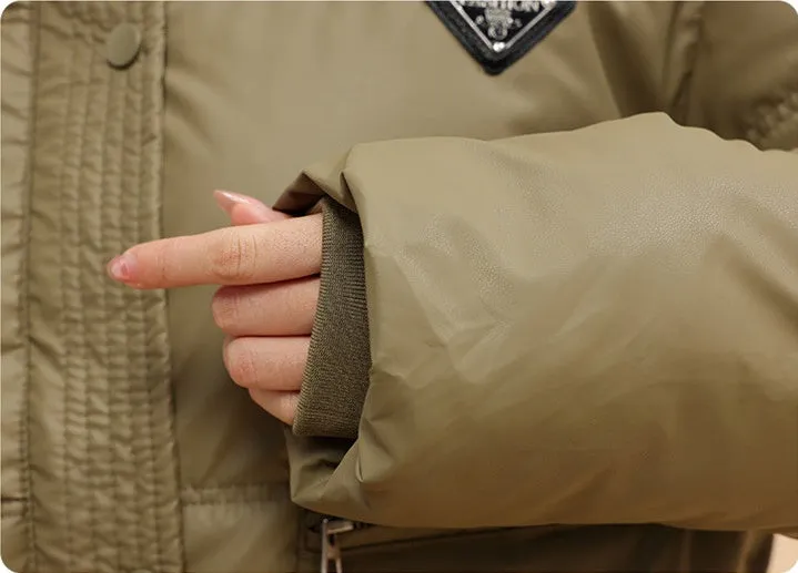 Women's Cropped Puffer Jacket with Full-Zip and Elastic Hem Enclosure