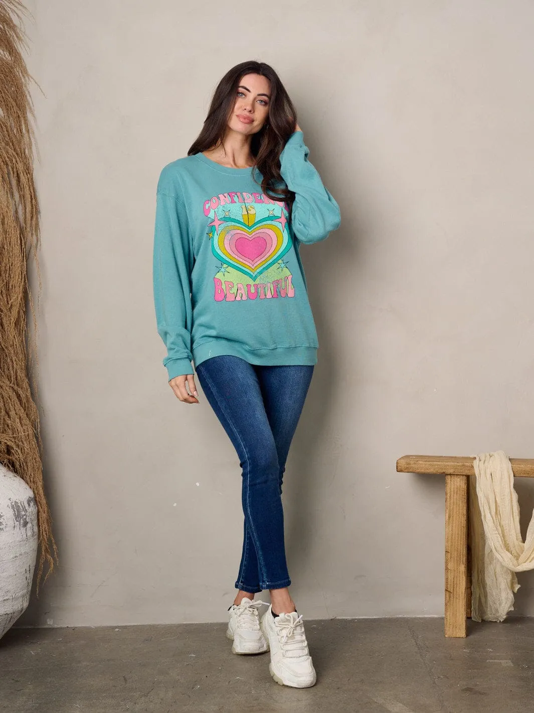 WOMEN'S LONG SLEEVE GRAPHIC SWEATER