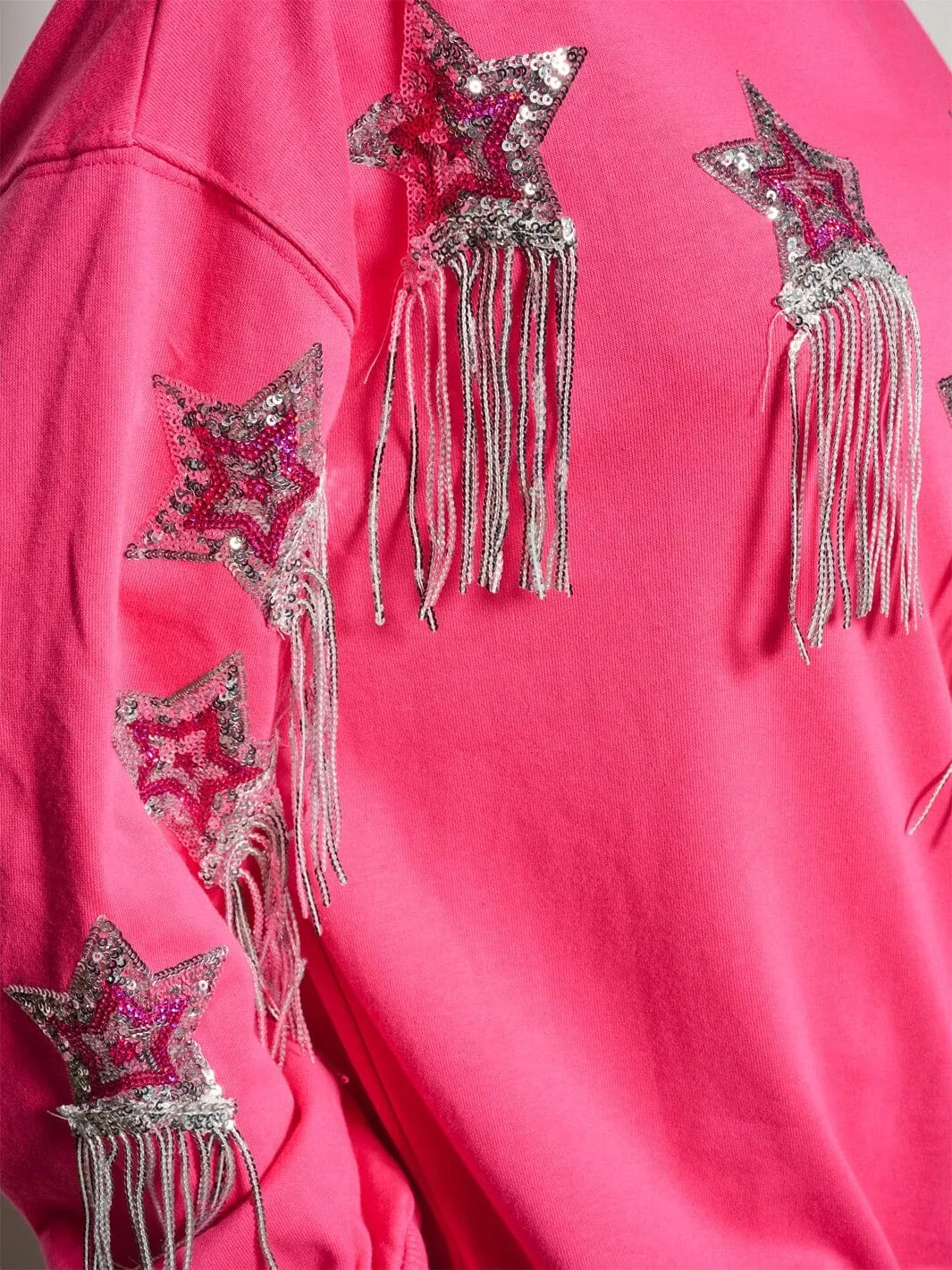 WOMEN'S LONG SLEEVE SEQUINS STARS DETAILED SWEATER