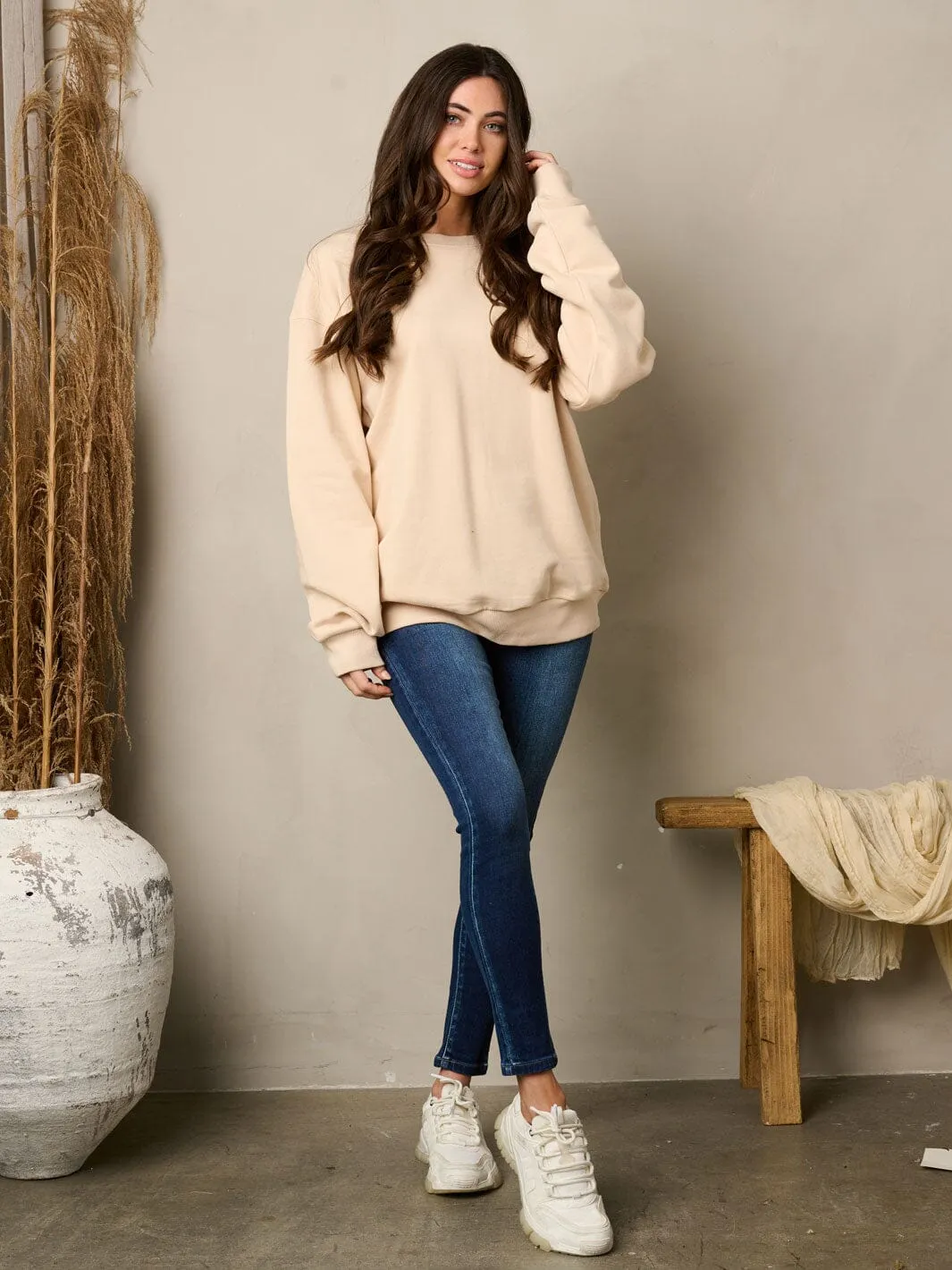 WOMEN'S LONG SLEEVE SOLID PULLOVER SWEATER