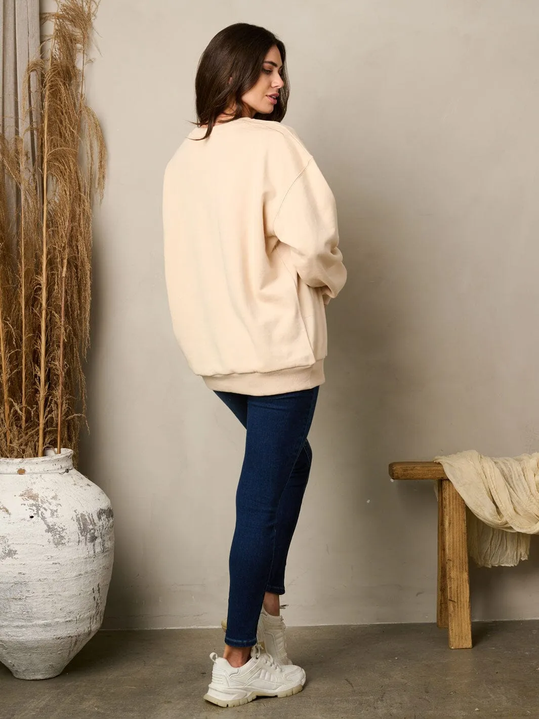 WOMEN'S LONG SLEEVE SOLID PULLOVER SWEATER