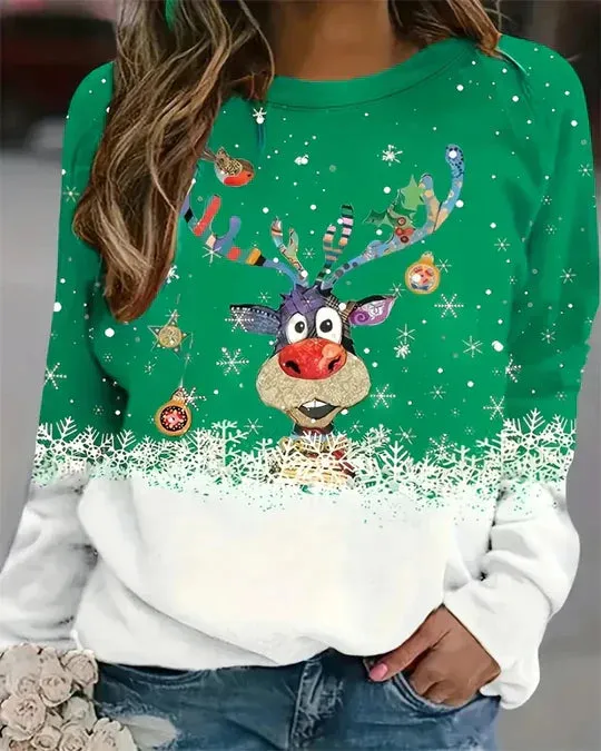 Women's long-sleeved crewneck sweater