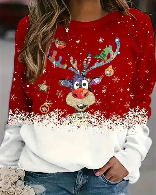 Women's long-sleeved crewneck sweater