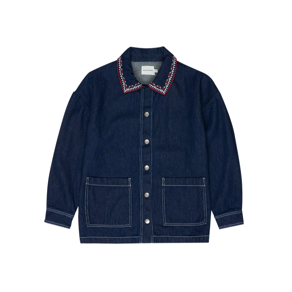 WOMENS Sena Embroidered Collar Denim Overshirt