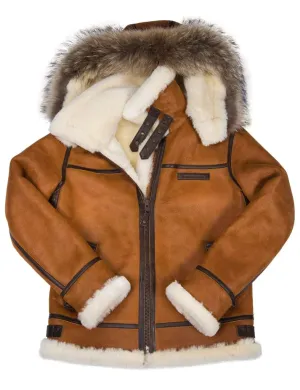 Women's Sheepskin Coat with Jade Fur