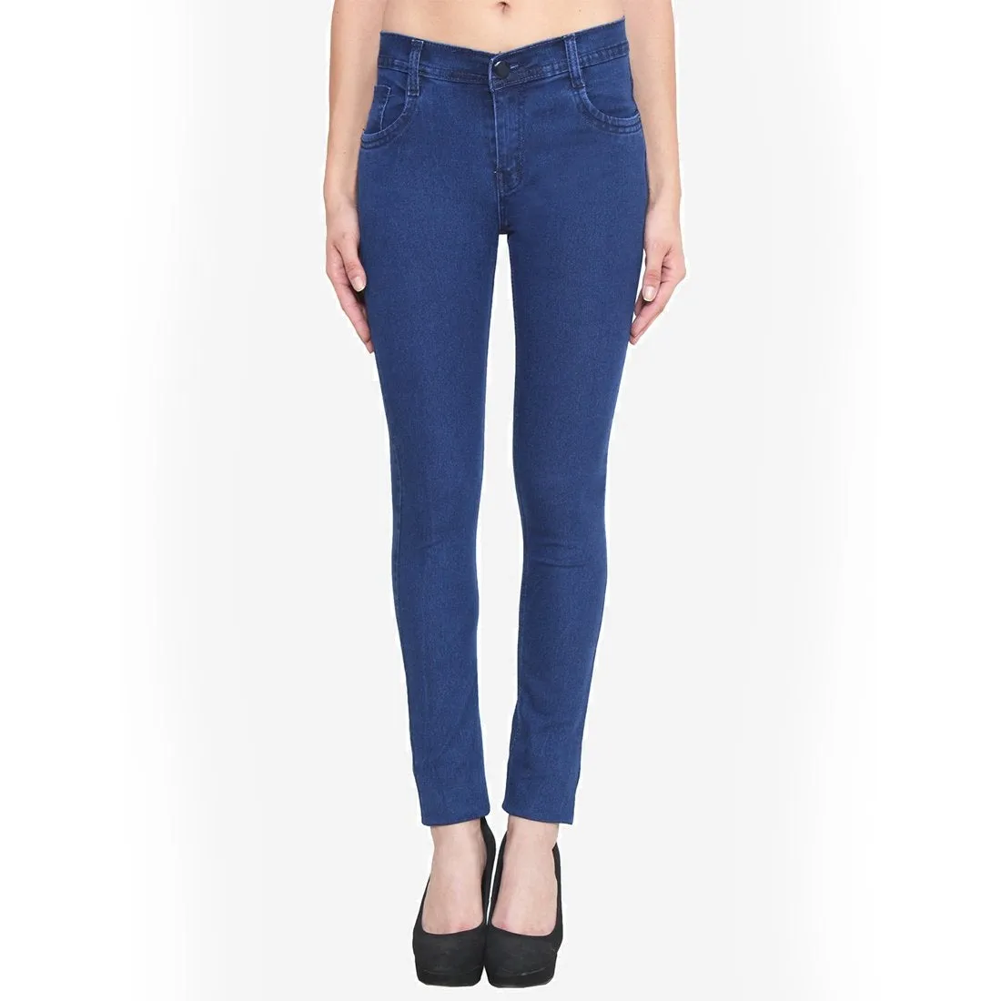 Women's Slim Fit Mid-Rise Light Fade Clean Look Streachable Jeans