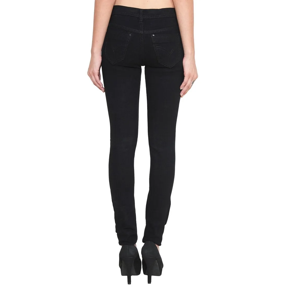 Women's Slim Fit Mid-Rise Light Fade Clean Look Streachable Jeans