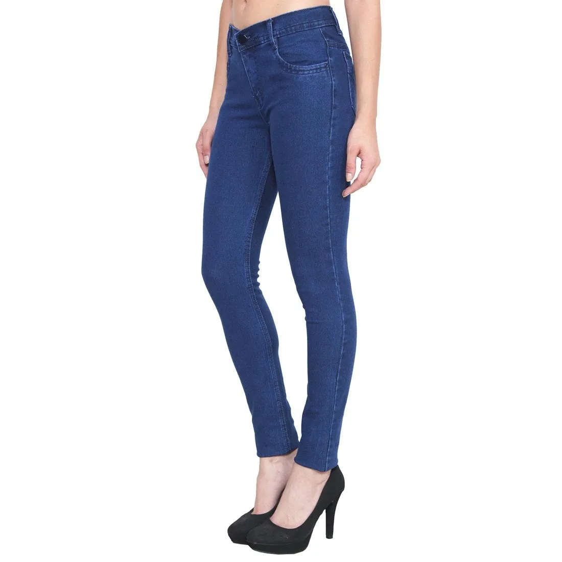 Women's Slim Fit Mid-Rise Light Fade Clean Look Streachable Jeans