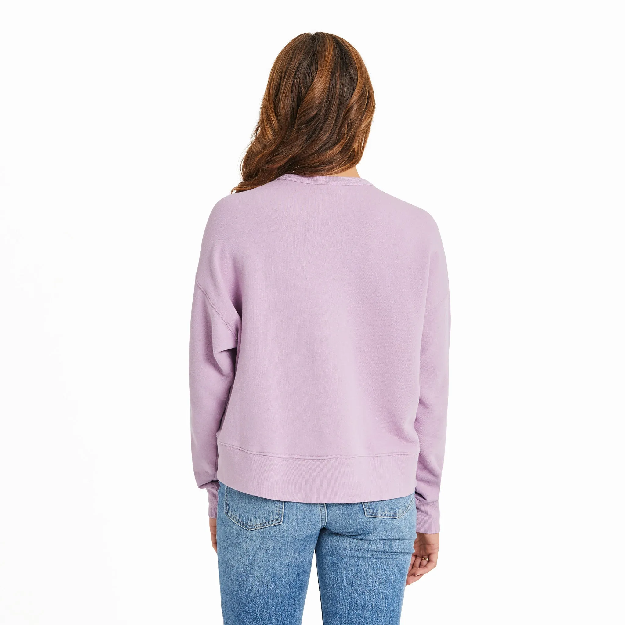 Women's Solid French Terry Boxy Crew