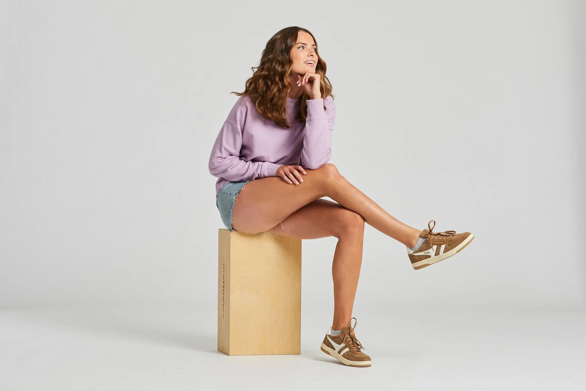 Women's Solid French Terry Boxy Crew