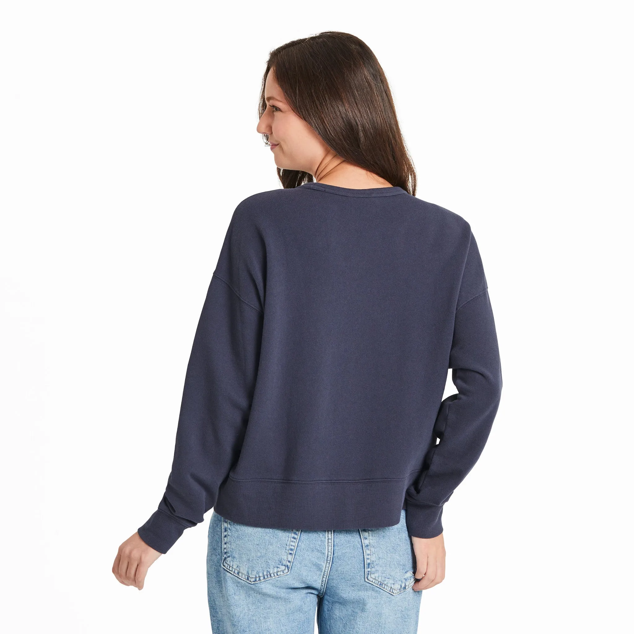 Women's Solid French Terry Boxy Crew