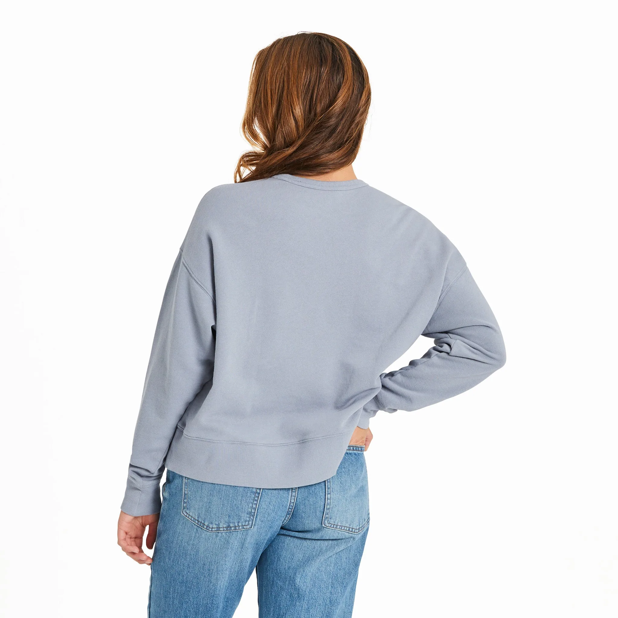 Women's Solid French Terry Boxy Crew