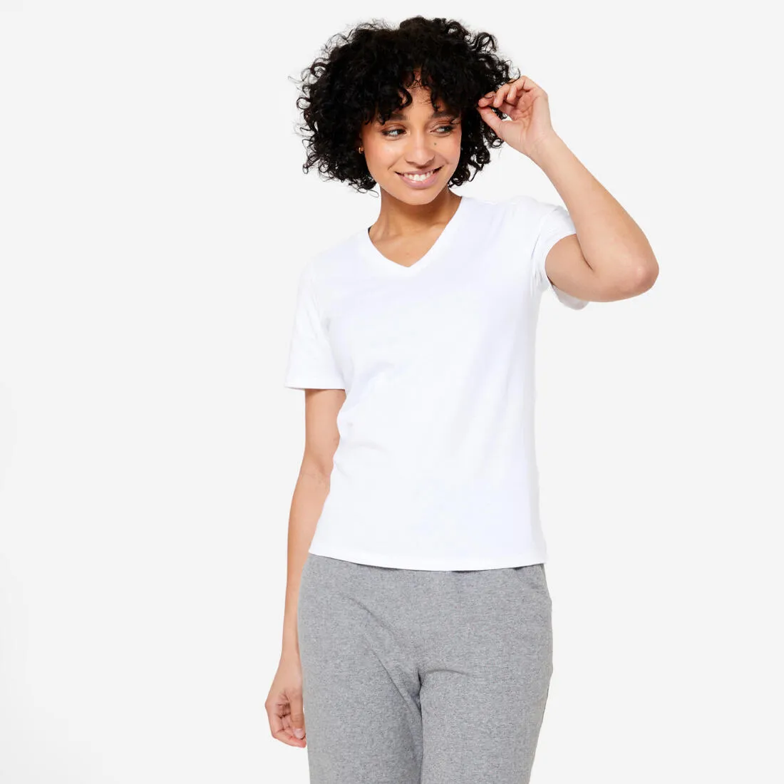Women's V-Neck Cotton Fitness T-Shirt