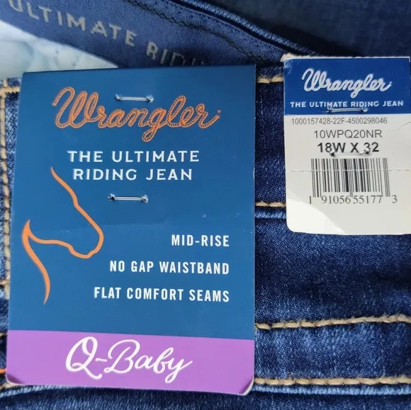 WRANGLER Ultimate Riding Jean 18Wx32 Q-Baby Mid-Rise Boot Cut Stretch Womens NWT