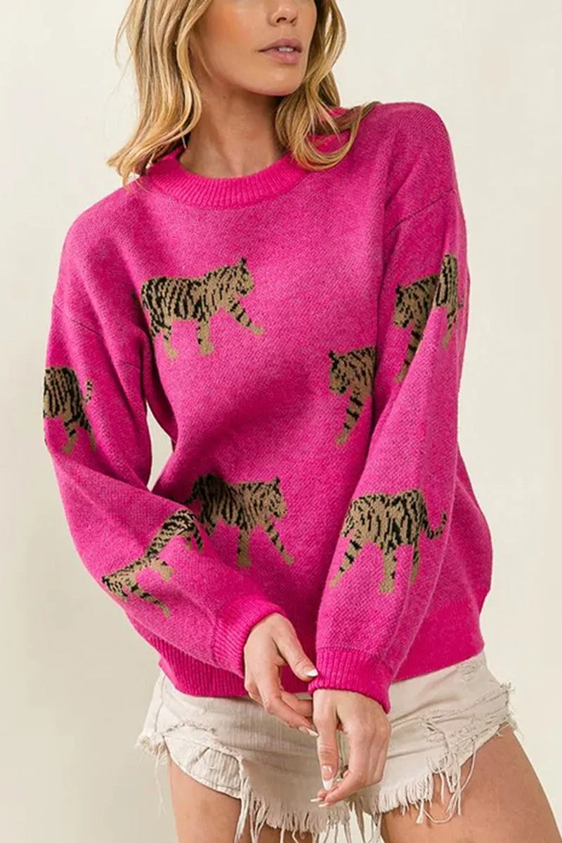 WT3081 Tiger Knitted Sweater Outerwear