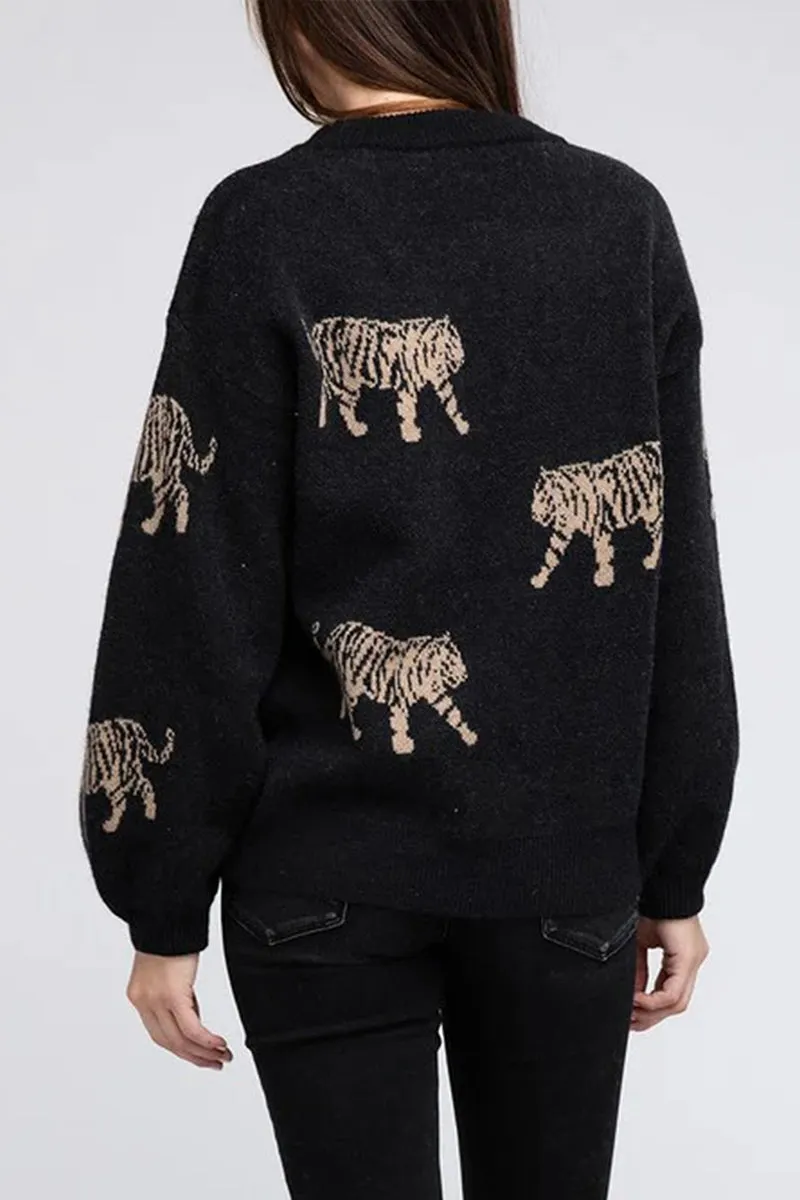 WT3081 Tiger Knitted Sweater Outerwear