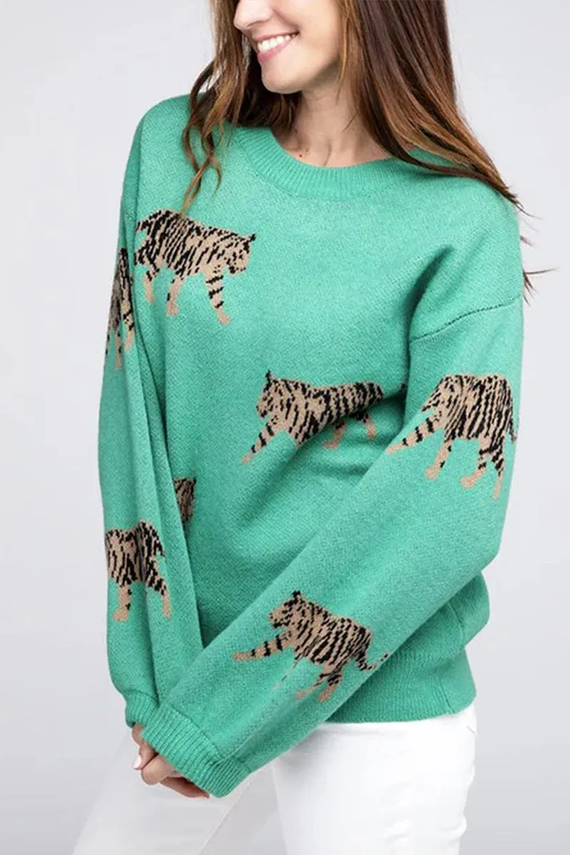 WT3081 Tiger Knitted Sweater Outerwear