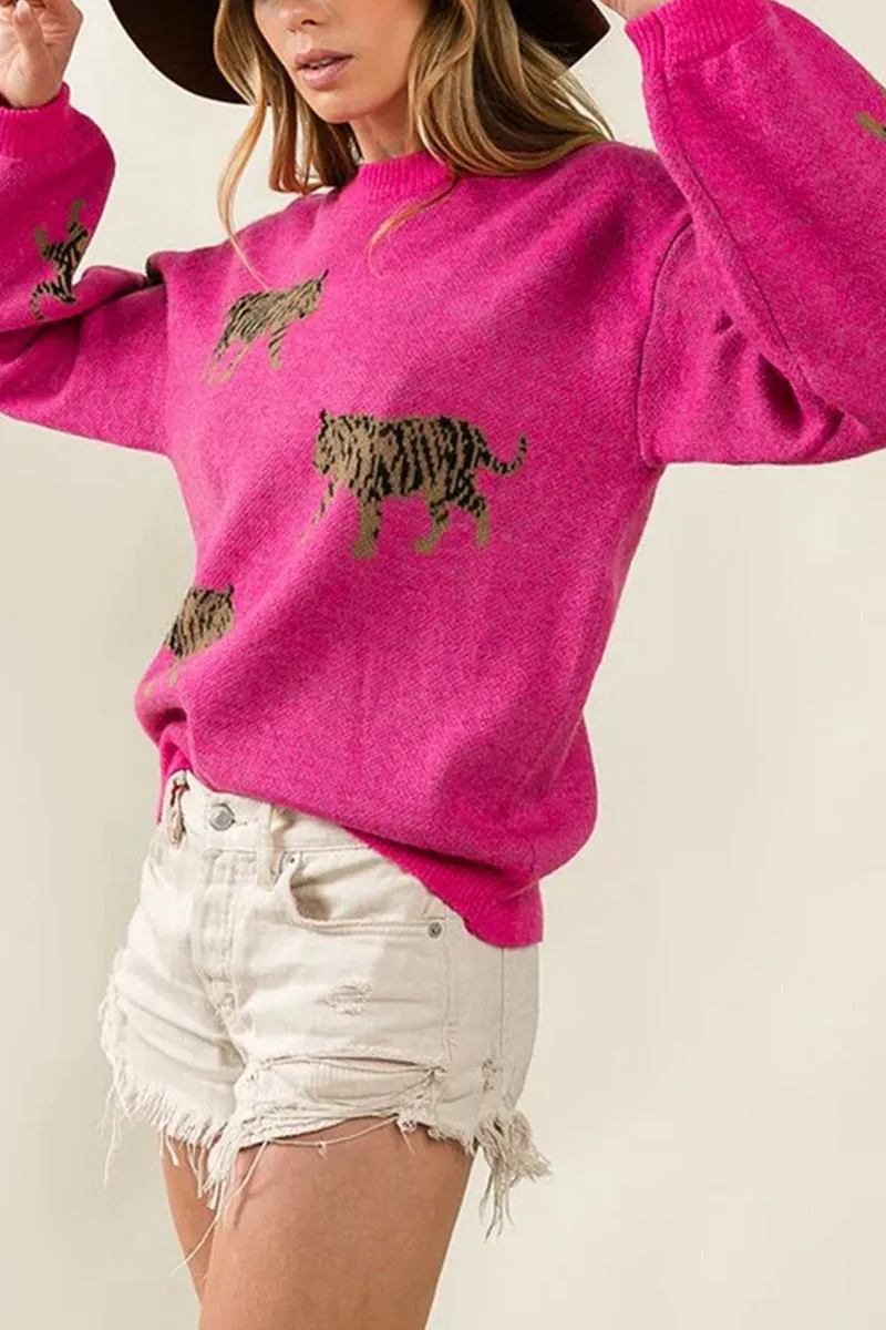 WT3081 Tiger Knitted Sweater Outerwear