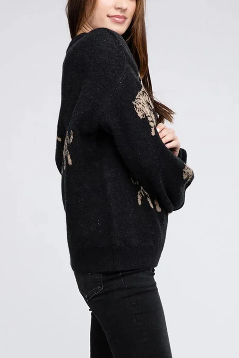 WT3081 Tiger Knitted Sweater Outerwear