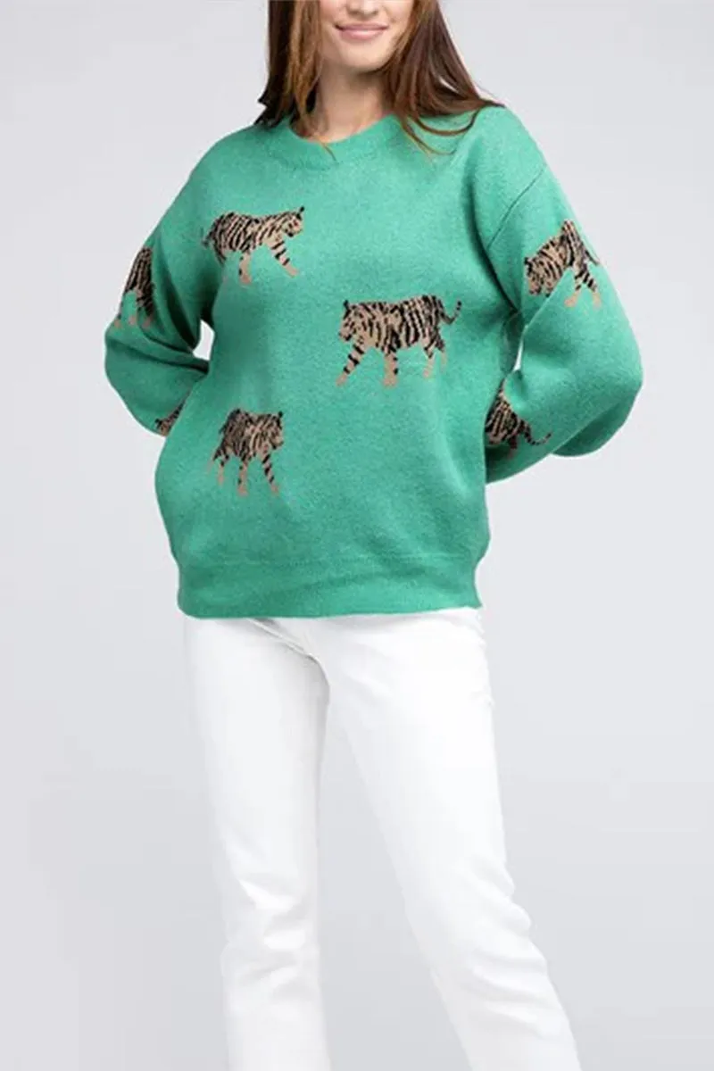 WT3081 Tiger Knitted Sweater Outerwear