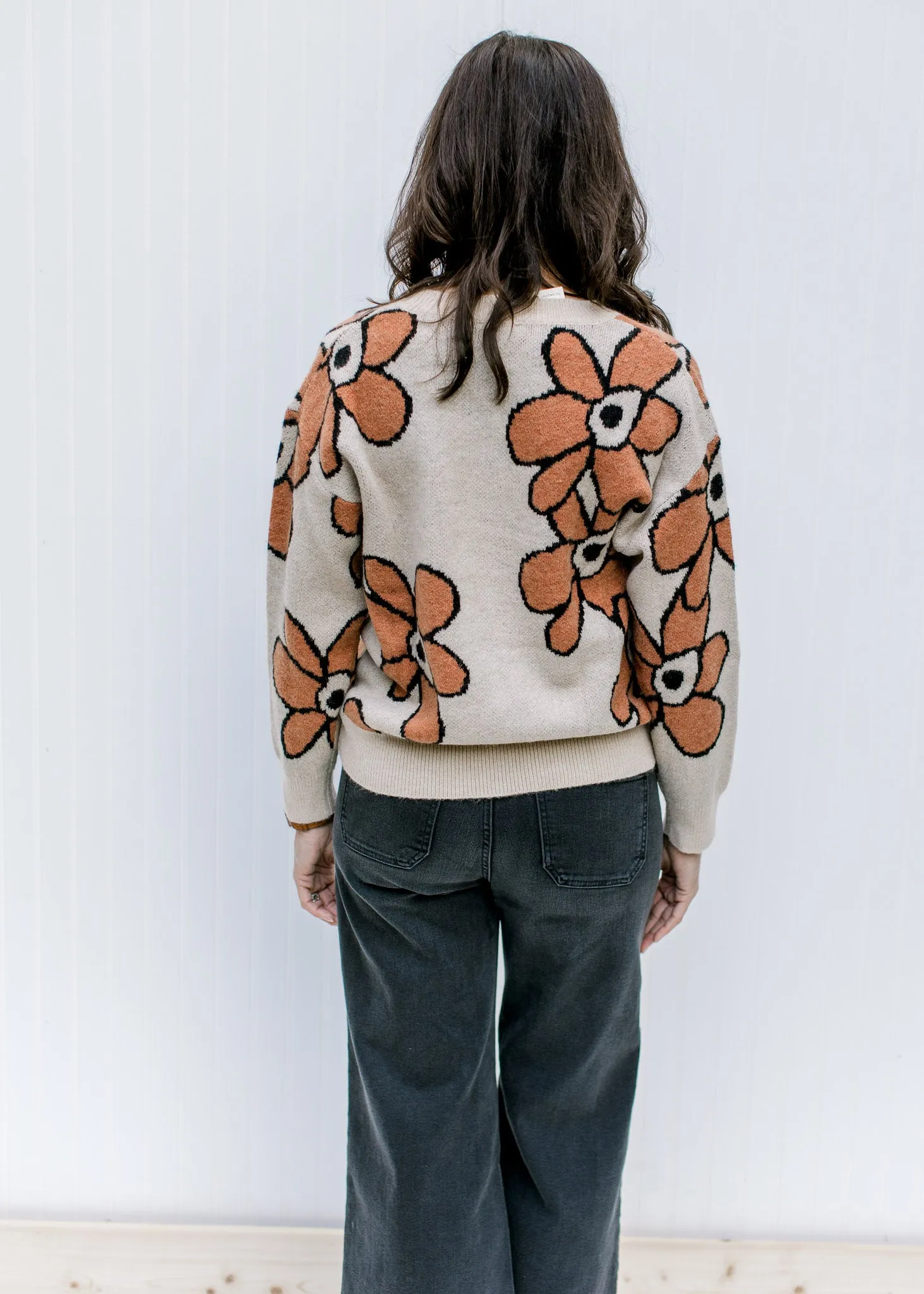 X Giant Rust Flowers Sweater