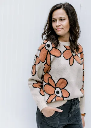 X Giant Rust Flowers Sweater