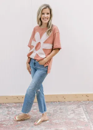 X Taupe Flower Top