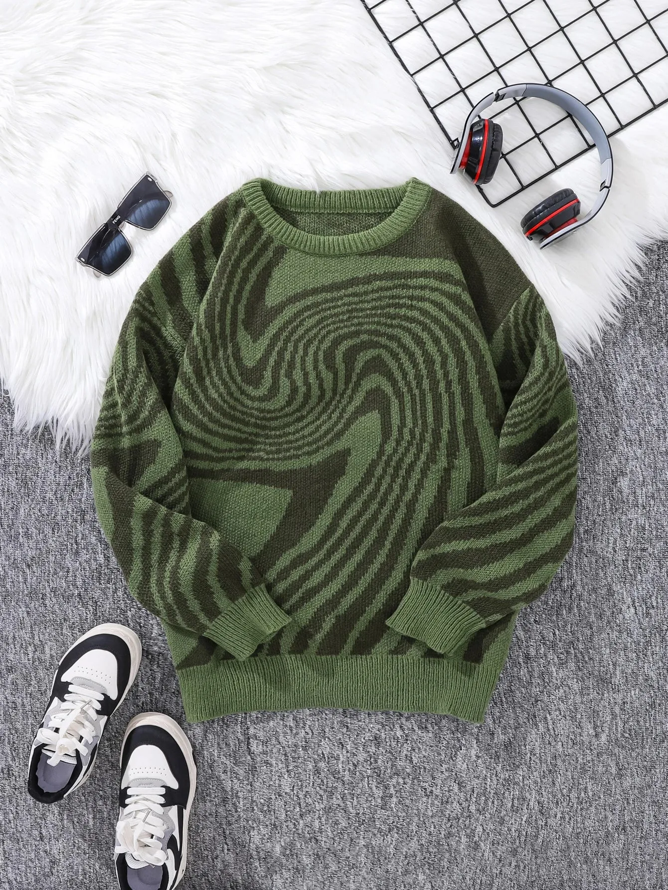 Y2K Abstract Lines Sweater