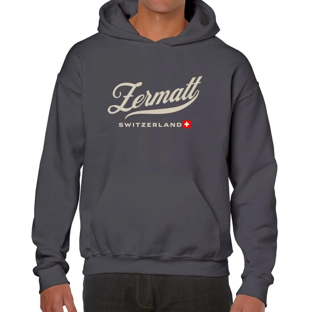 Zermatt, Switzerland. Minimal Vintage Handlettering Hoodie